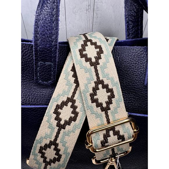 Southwest Pattern Neutral Light Blue Crossbody Purse Strap Bag Strap NEW! - Picture 3 of 4